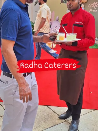 Our staff serving a selection of welcome drinks to a guest. We offer a variety of mocktails to suit your party's theme.