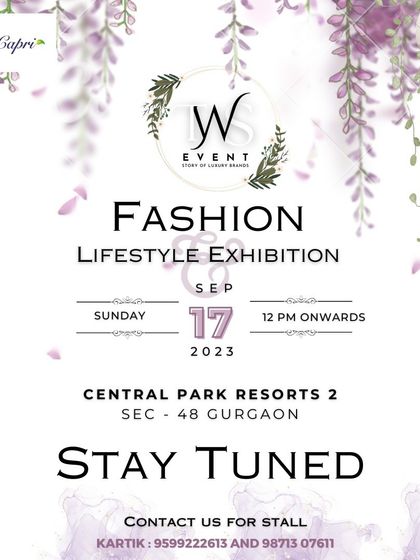 A "Stay Tuned" poster to build excitement and anticipation for an upcoming fashion and lifestyle exhibition.