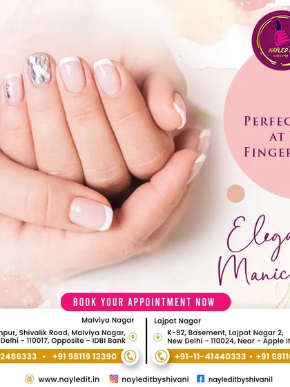 An ad highlighting my elegant manicure services. I believe nail perfection is at your fingertips, whether you want a simple, clean look or intricate nail art.