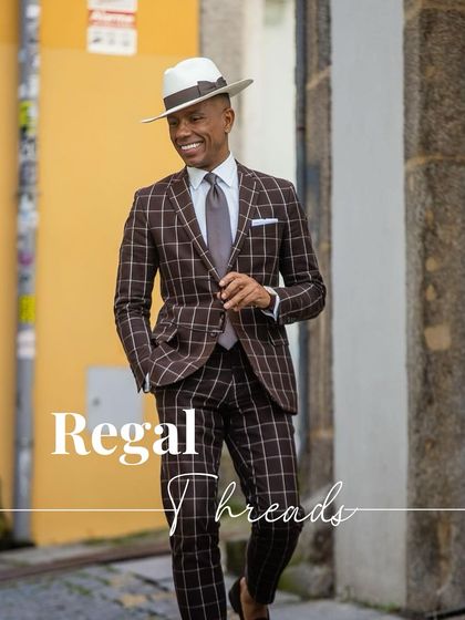 Regal Threads. This image presents the brown checked suit as a symbol of timeless class and modern flair, perfect for the man with a confident sense of style.
