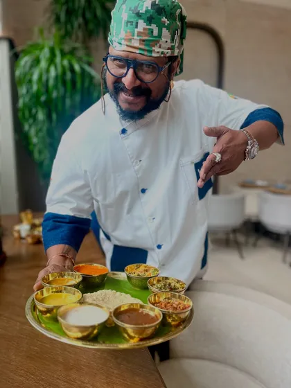 Happy Chingam! This marks the beginning of the Malayalam calendar and the harvest season. It's the official start of the Onam festivities, and I'm holding a plate that represents the abundance to come.