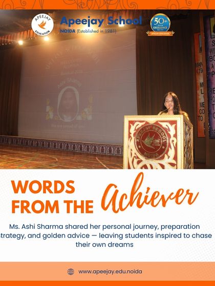 We were honored to welcome our alumna, Ms. Ashi Sharma, who secured AIR 12 in the UPSC CSE 2024. In this image, she shares her personal journey and preparation strategy, leaving our students inspired to chase their own dreams.