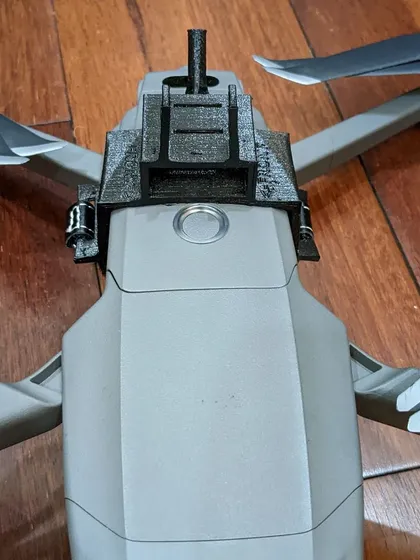 The complete FPV-modified Mavic 2 Pro, ready for flight. This custom setup combines the best of both worlds: the stability and camera quality of a DJI drone with the dynamic flying capability of FPV.