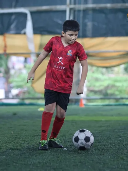 Consistency is key. A player focuses on his technique during our regular training sessions at Friends Turf and Kalidas Turf.
