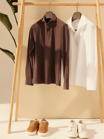 Savor the sweetness of our summer collection. These long-sleeve polos in brown and white are crafted for those who believe in the power of relaxation and self-care.