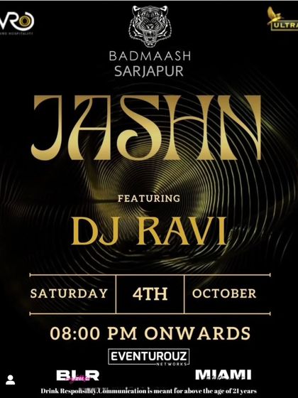 The static poster for the 'Jashn' event, promising high-energy beats and non-stop madness.