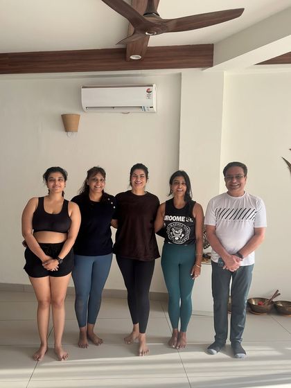 A group photo with a guest instructor after a wonderful Ashtanga class. We love welcoming new teachers and energies into our space to enrich our community's practice.