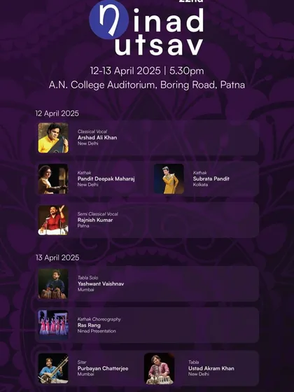 The lineup for the prestigious Ninad Utsav in Patna, where I was scheduled to perform a tabla solo.
