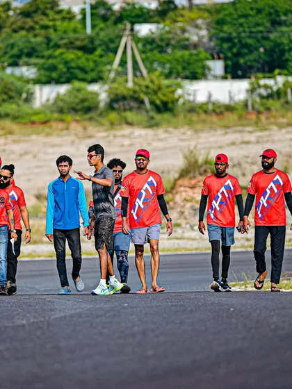 The team walking the track, a crucial part of our preparation and training process.