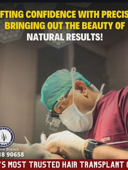 Crafting confidence with precision. This close-up shot shows me using magnification loupes during a procedure to ensure every graft is placed perfectly, leading to the natural results my patients expect.