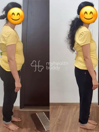 This client lost 8 kgs in 3 months. Despite a hectic work life, she balanced everything and built a new, healthy lifestyle.
