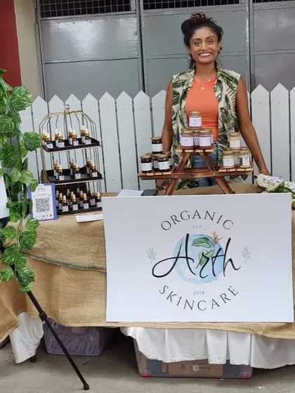 Me at my pop-up stall, ready to greet customers. Setting up my products and sharing my story with you all is one of my favorite things to do.