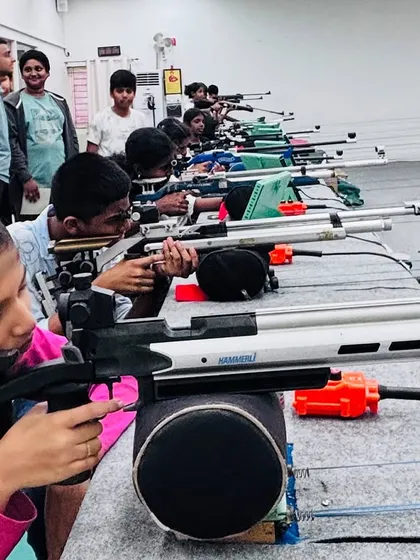 Students from Carmel Academy fully engaged during a practice session at our range. We provide them with professional equipment and guidance.