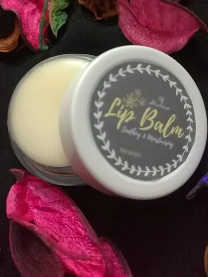 My very first product, the Shea Lavender Lip Balm. It’s incredibly soothing and moisturizing, perfect for healing dry, chapped lips naturally.