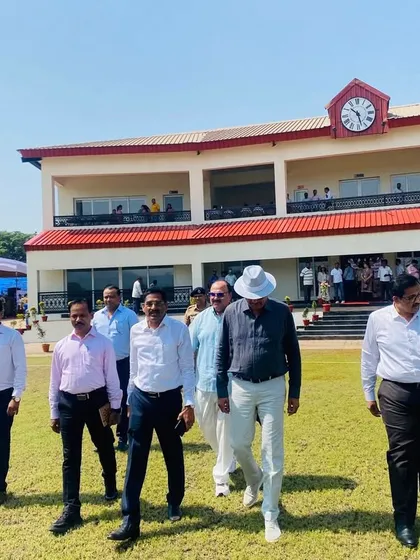 A proud walk across the lush green outfield of our new academy in Panvel with the inaugural guests.
