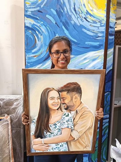 Another happy artist moment with a romantic couple's portrait.