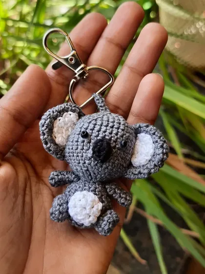This tiny koala keychain is so detailed for its size. I love working on micro-crochet projects like this to capture all the cute features, like its big ears and nose.