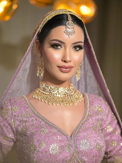 Another take on the smudged kohl eye for a bridal look. Paired with a soft lavender outfit, it creates a modern yet timeless feel.