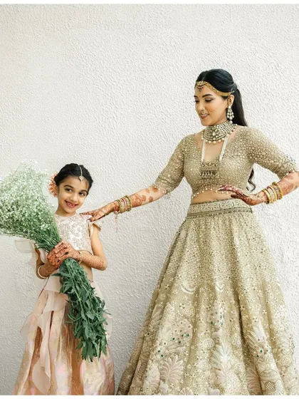 It's a special joy to apply mehndi for the younger members of the family, creating sweet and simple designs for them to enjoy.