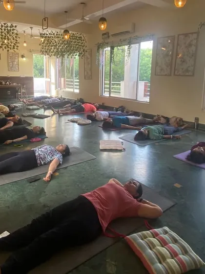 The final relaxation in Savasana. A crucial part of every class to integrate the practice and find deep rest.