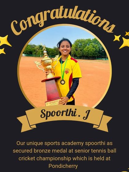 Congratulations to our multi-talented athlete Spoorthi J for securing a bronze medal at the Senior Tennis Ball Cricket Championship in Pondicherry.