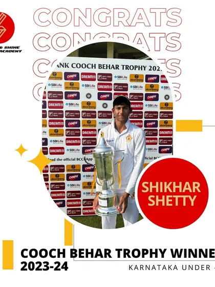 Congratulations to the Karnataka State Team and my student Shikhar Shetty for winning the Cooch Behar Trophy for the first time. A historic achievement!