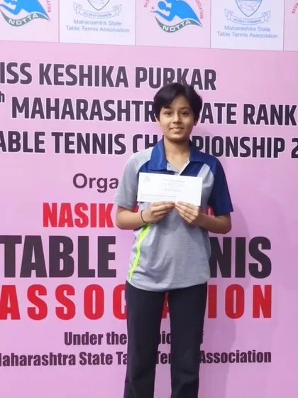 Sara Jamsutkar with her bronze medal from the Nasik State Table Tennis Championship. Consistent podium finishes are a sign of a well-rounded player.