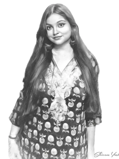 A sketch of a client in a traditional printed kurta. The intricate patterns on the fabric were a fun challenge to draw.