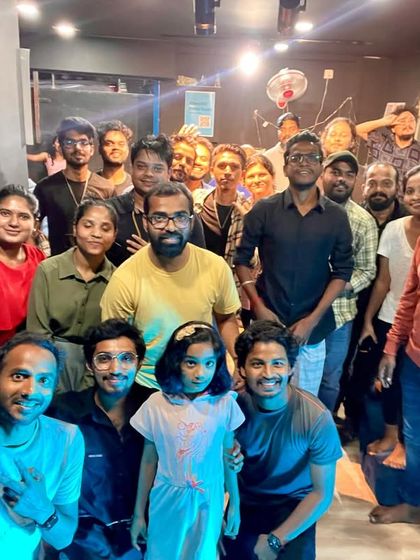 A group photo capturing the great turnout and vibrant energy of our Open Mic Party. Thank you to everyone who came and performed.