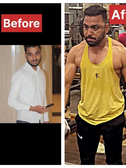 Another fire transformation from my client Rahul. He put in the hard work and completely changed his physique from lean to muscular. This is what happens when you combine a solid workout routine with the right nutrition for muscle gain.