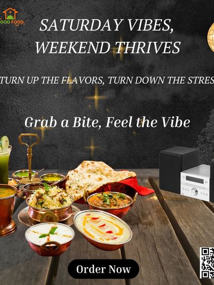 Saturday vibes, weekend thrives. Turn up the flavors and turn down the stress with this party-ready spread of curries, biryani, raita, and fresh juice.