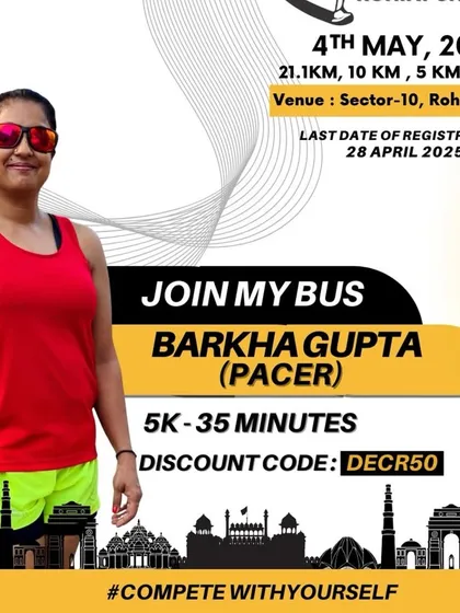 A poster announcing one of our members as a pacer for a 5k race. We are proud to have experienced runners who can guide others.