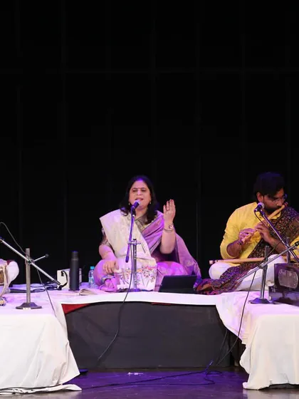 A wide shot of the stage during a beautiful vocal performance.