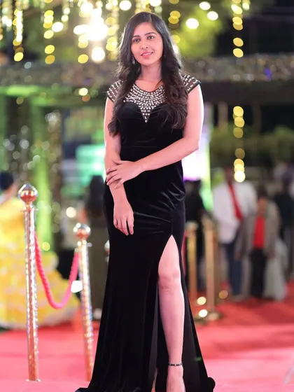 Another shot of the actress in her black velvet gown, capturing her radiant presence under the event lights.
