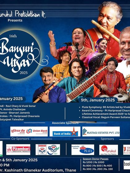 Performing a jugalbandi with flautist Vivek Sonar and the legendary Pt. Anindo Chatterjee on tabla at the 'Bansuri Utsav'.