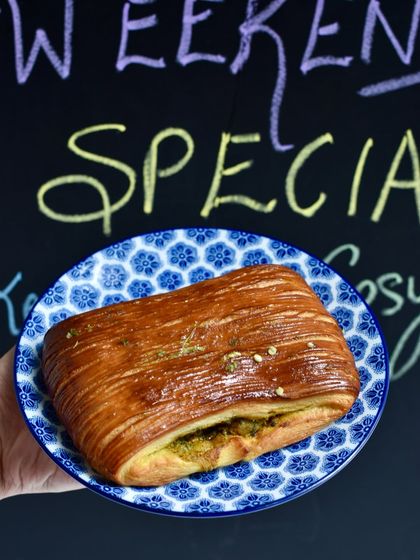 Our Kasundi Chicken Pain Suisse, a weekend special inspired by Bengali flavours. The sharp, tangy kasundi mustard gives this savoury pastry a wonderful kick.