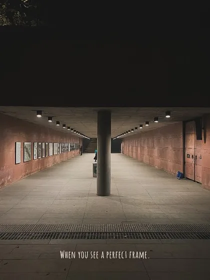 A perfectly symmetrical shot of an underpass near India Gate, which I saw as a perfect frame. This image begins a series about the passion of a photographer.