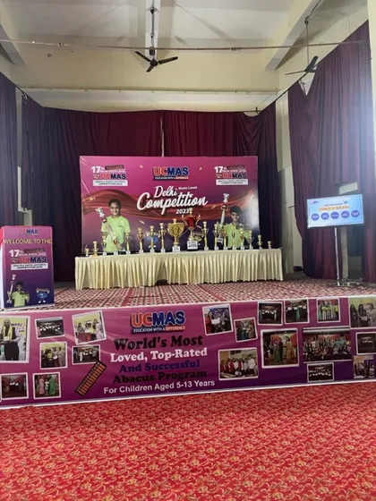 Another view of the fully prepared stage for the 17th Delhi State Level Competition. We are all set to go for a day of intense focus and brilliant performances.