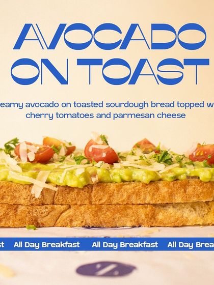 My Avocado on Toast is a complete dish. Creamy avocado on toasted sourdough bread is topped with cherry tomatoes and parmesan cheese for a balanced bite.