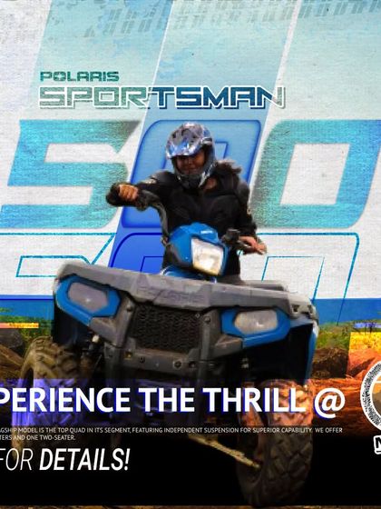 This is the flagship Polaris Sportsman 500. It's a top-tier quad with independent suspension for superior capability on rough terrain. We have five of these powerful single-seaters ready for you.