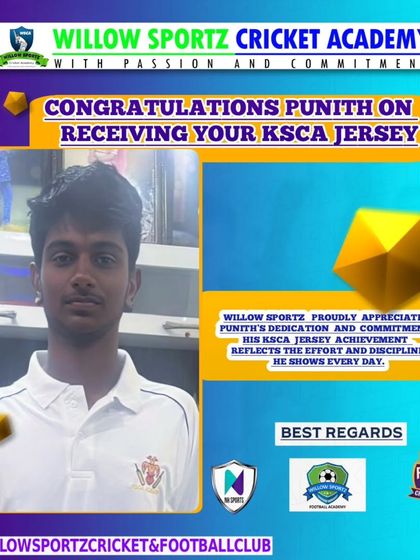 We proudly congratulate Punith on receiving his official KSCA jersey. This represents years of dedication and is a symbol of the high standards we train our players to achieve.