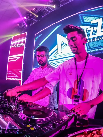 Playing on a massive festival stage at The Lalit Bangalore for a Noizz Entertainment event. The energy from a crowd this big is just incredible, and I love mixing Trance and EDM for these large-scale concerts.