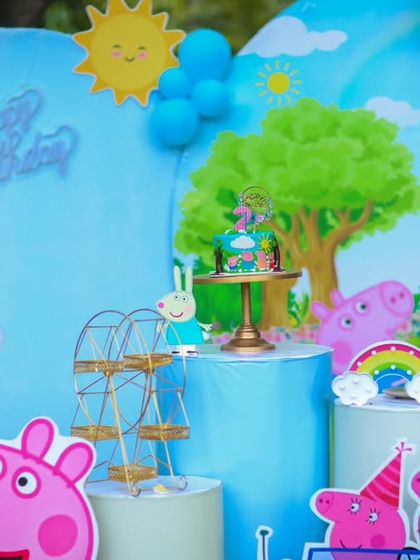 A playful 'Construction' themed birthday party, with yellow and black decor, construction vehicle cutouts, and hard hat props, perfect for little builders.