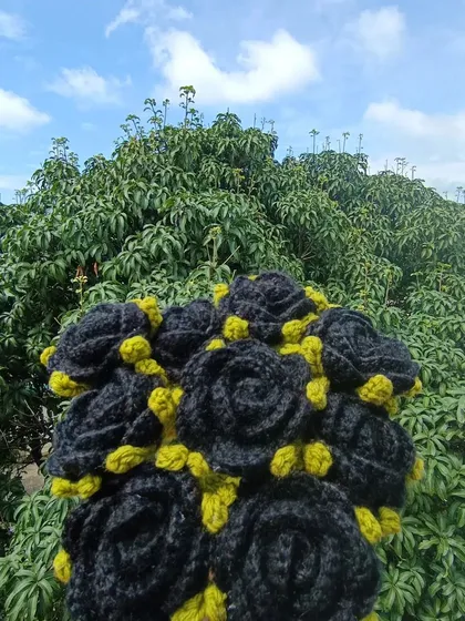 A bouquet of black roses, a striking and unique custom creation.