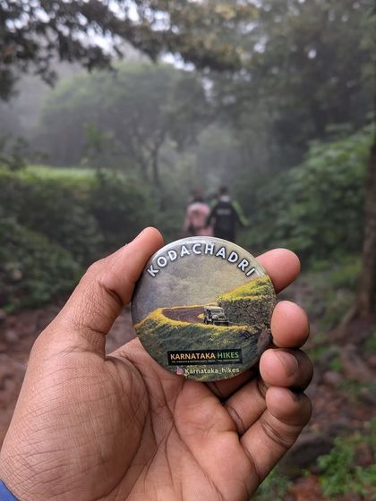 A close-up of our Kodachadri badge, a memento of the misty jeep trails.