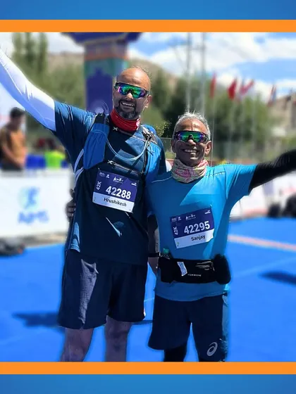 Congratulations to our athletes Sanjay and Hrishikesh on completing the Ladakh full marathon. Conquering high altitudes and long distances.