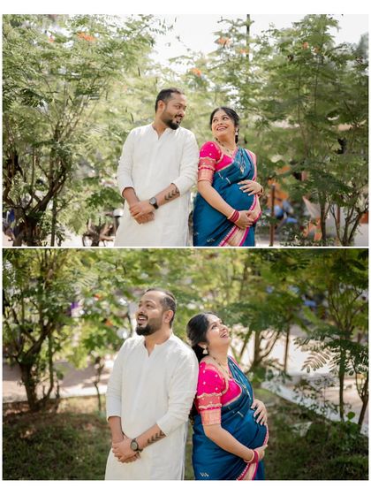 A classic back-to-back pose and a loving glance. These are the essential couple portraits I capture for you during your baby shower celebration.