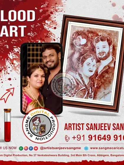 This couple's portrait in blood art was created to celebrate their bond. I merged their images to create a single, harmonious composition that speaks of their togetherness.