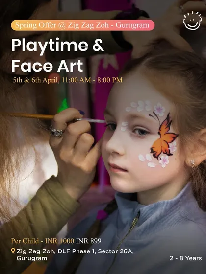 A Spring Offer at Zig Zag Zoh, combining playtime with fun face art. I always look for seasonal deals and activities.