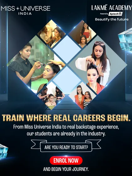 My academy is where real careers begin. This graphic showcases our students gaining real backstage experience at global beauty stages like Miss Universe India 2025.